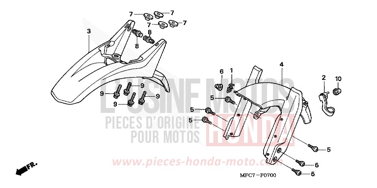 KOTFLUEGEL, VORNE von FMX650 FIGHTING RED (R134) von 2005