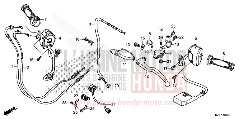 HEBELGRIFF/SCHALTER/KABEL von CRF250RLA EXTREME RED (R292) von 2019