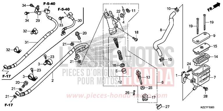 REAR BRAKE MASTER CYLINDER von CRF250RLA EXTREME RED (R292) von 2019