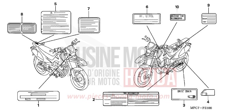 WARNETIKETT von FMX650 NOBLEMAN YELLOW (Y175) von 2005