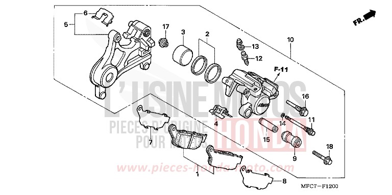 HINTERRAD-BREMSSATTEL von FMX650 FIGHTING RED (R134) von 2006