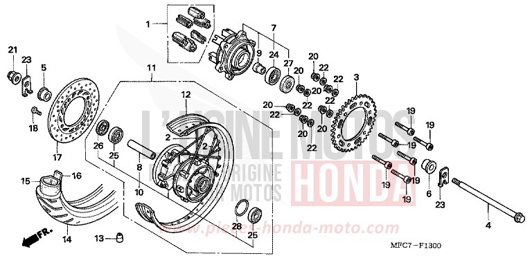 HINTERRAD von FMX650 FIGHTING RED (R134) von 2006