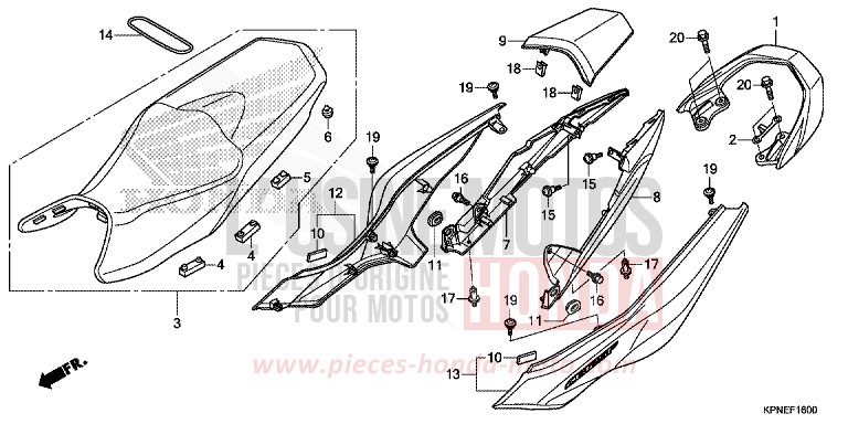 SITZ/WINDLAUF, HINTEN von CBF125 CANDY BLAZING RED (R195) von 2015