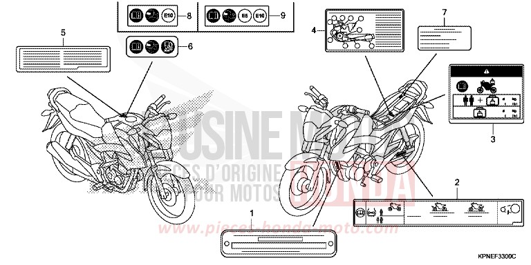 WARNETIKETT von CBF125 CANDY BLAZING RED (R195) von 2015