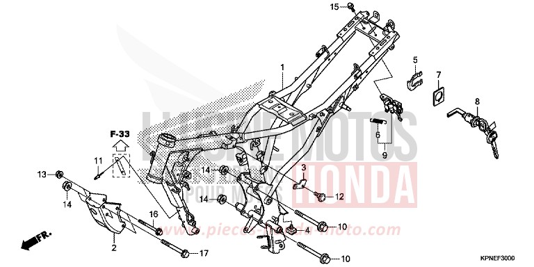 RAHMENKOERPER von CBF125 ONYX BLUE METALLIC (PB327) von 2015