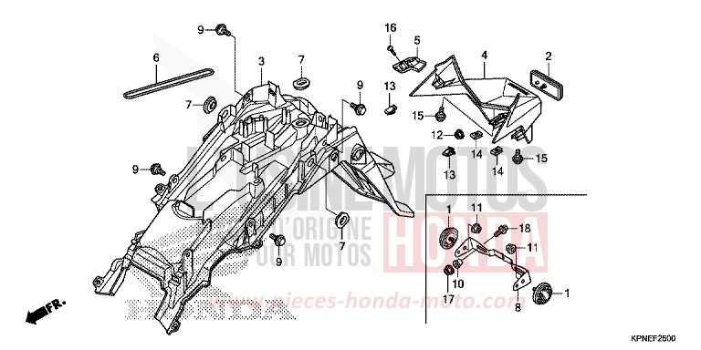 KOTFLUEGEL, HINTEN von CBF125 ONYX BLUE METALLIC (PB327) von 2017