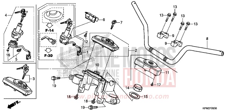 ROHRGRIFF/OBERE BRUECKE von CBF125 PEARL SUNBEAM WHITE (NHA66) von 2017