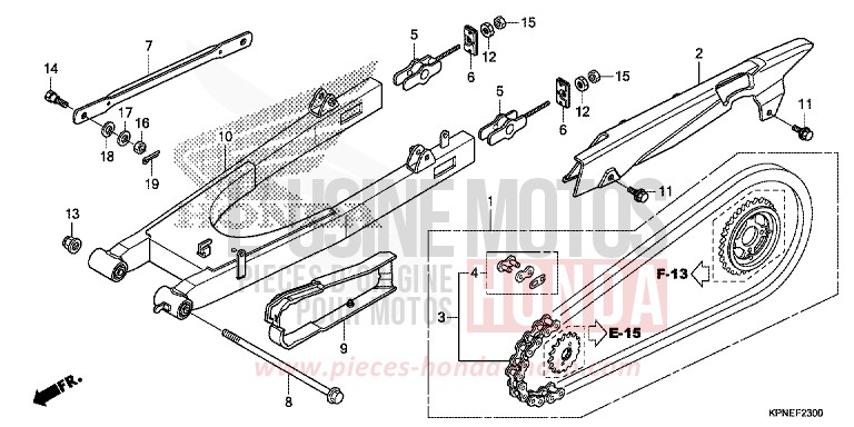 SCHWINGE/KETTENGEHAEUSE von CBF125 CANDY BLAZING RED (R195) von 2017
