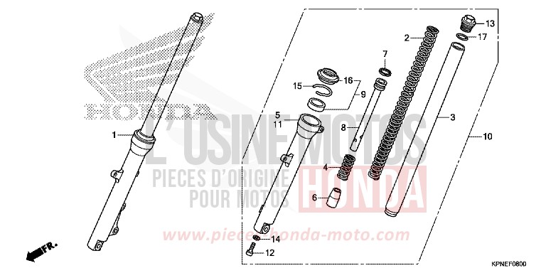 GABEL, VORNE von CBF125 ONYX BLUE METALLIC (PB327) von 2017