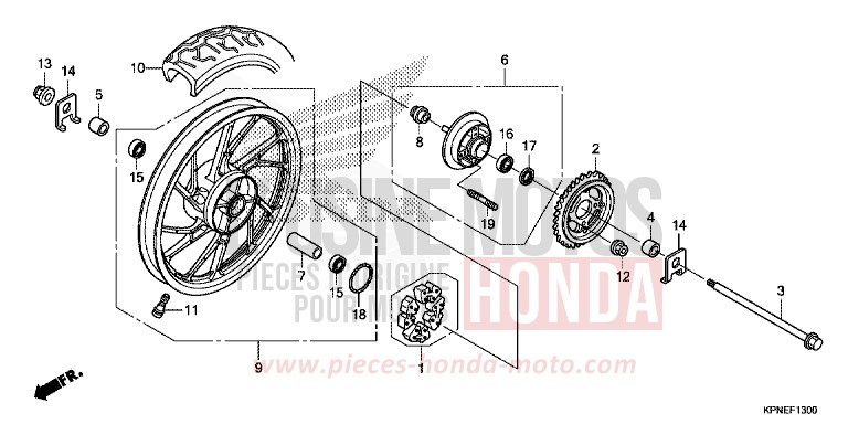 HINTERRAD von CBF125 PEARL SUNBEAM WHITE (NHA66) von 2017