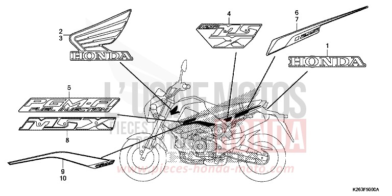 MARKE/STREIFEN von MSX125 ASTEROID BLACK METALLIC (NHA35) von 2014
