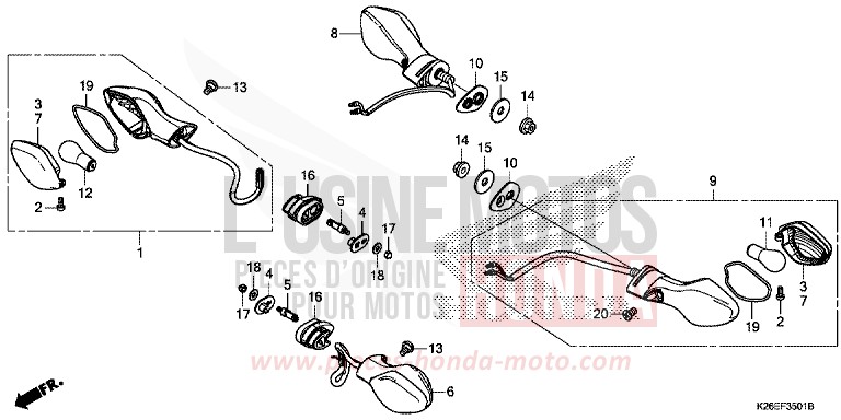 BLINKER (ED,2KO,KO,U,V,2FO,FO) von MSX125A MAT AXIS GRAY METALLIC (NH303) von 2017