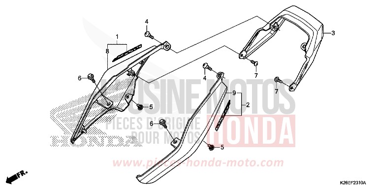WINDLAUF, HINTEN von MSX125A PEARL VALENTINE RED (R353) von 2017