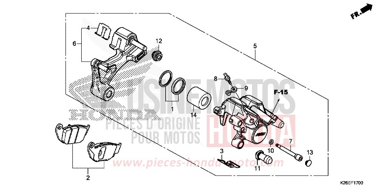HINTERRAD-BREMSSATTEL von MSX125A MAT AXIS GRAY METALLIC (NH303) von 2018