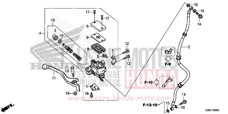 HAUPTBREMSZYLINDER, VORNE ZYLINDER von MSX125 MAT AXIS GRAY METALLIC (NH303) von 2016