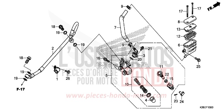 REAR BRAKE MASTER CYLINDER von MSX125 MAT AXIS GRAY METALLIC (NH303) von 2016