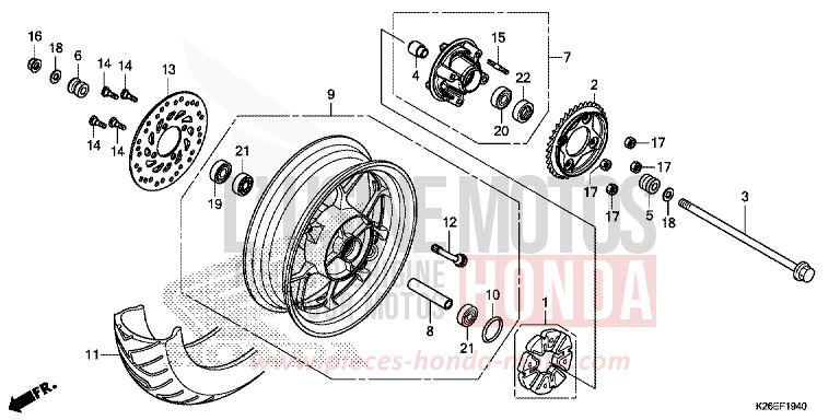 HINTERRAD von MSX125 MAT AXIS GRAY METALLIC (NH303) von 2016