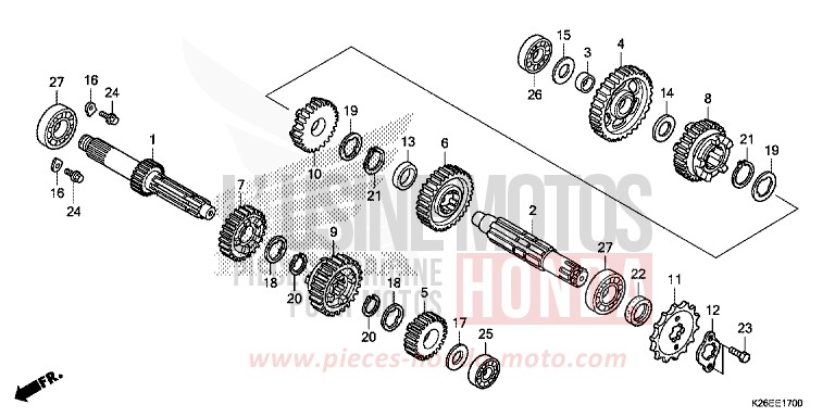 GETRIEBE von MSX125 PEARL VALENTINE RED (R353) von 2016