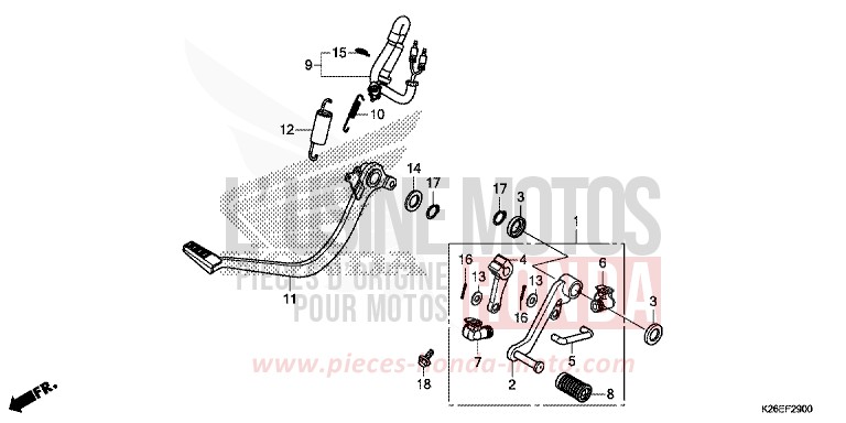 PEDAL von MSX125 PEARL VALENTINE RED (R353) von 2016