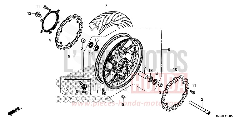 VORDERRAD von CBR650FAE GRAPHITE BLACK (NHB01) von 2014