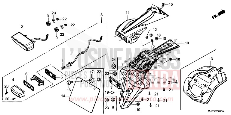 HECKLEUCHTE von CBR650FAE PEARL METALLOID WHITE (NHA96K) von 2014