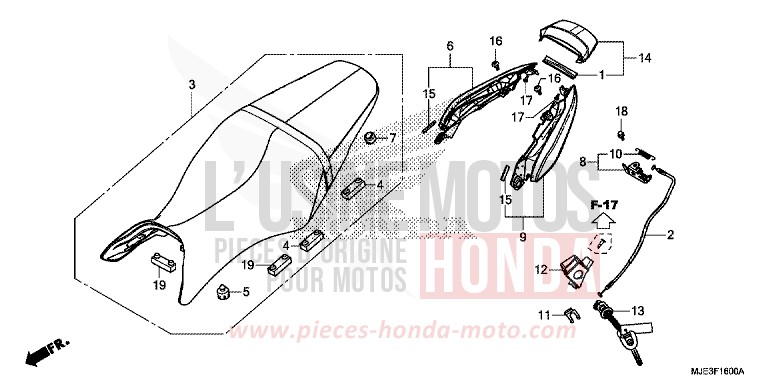 SITZ/WINDLAUF, HINTEN von CBR650FAE SWORD SILVER METALLIC (NHA95) von 2014