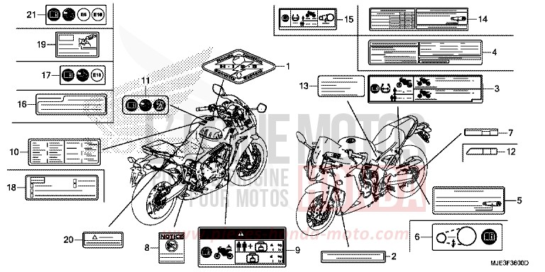 WARNETIKETT von CBR650FAE SWORD SILVER METALLIC (NHA95) von 2014