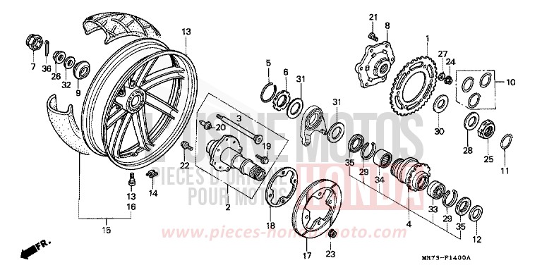 ROUE ARRIERE von RC30 PEARL CRYSTAL WHITE (NH193H) von 1988