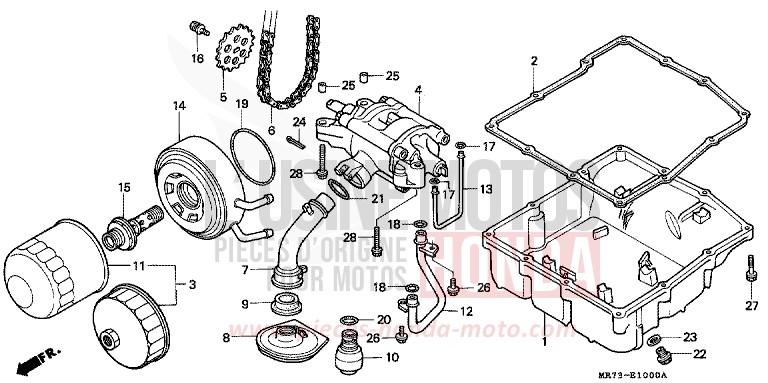 FILTRE A HUILE/CARTER D'HUILE/ POMPE A HUILE von RC30 PEARL CRYSTAL WHITE (NH193H) von 1989