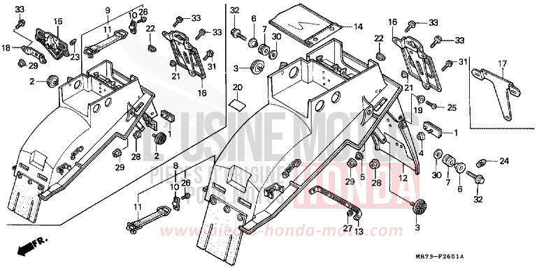 GARDE-BOUE ARRIERE (2) von RC30 PEARL CRYSTAL WHITE (NH193H) von 1989