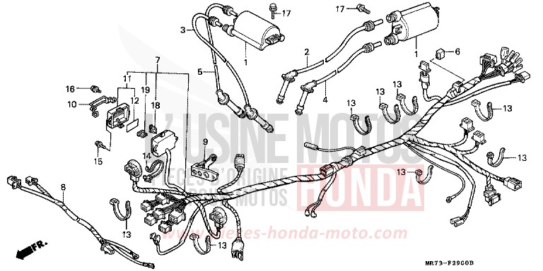 FAISCEAU DES FILS/ BOBINE D'ALLUMAGE von RC30 PEARL CRYSTAL WHITE (NH193H) von 1989