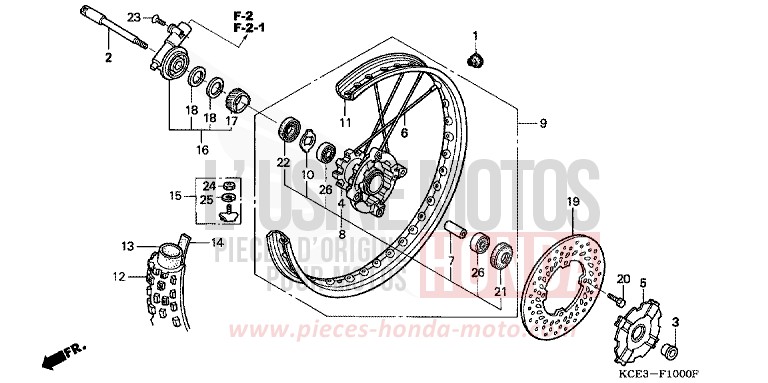 VORDERRAD von XR250R FIGHTING RED (R134) von 2001