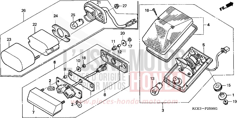 HECKLEUCHTE von XR250R FIGHTING RED (R134) von 2001