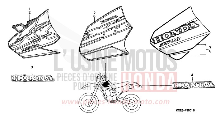 MARKE (XR250RX/Y/1) von XR250R FIGHTING RED (R134) von 2001