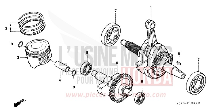 KURBELWELLE/KOLBEN von XR250R FIGHTING RED (R134) von 2002