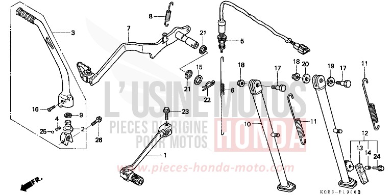 PEDAL/KICKSTARTER-ARM von XR250R FIGHTING RED (R134) von 2002