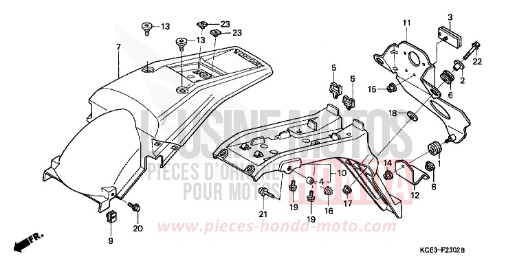 KOTFLUEGEL, HINTEN (XR250RY-3) (ED) von XR250R FIGHTING RED (R134) von 2003