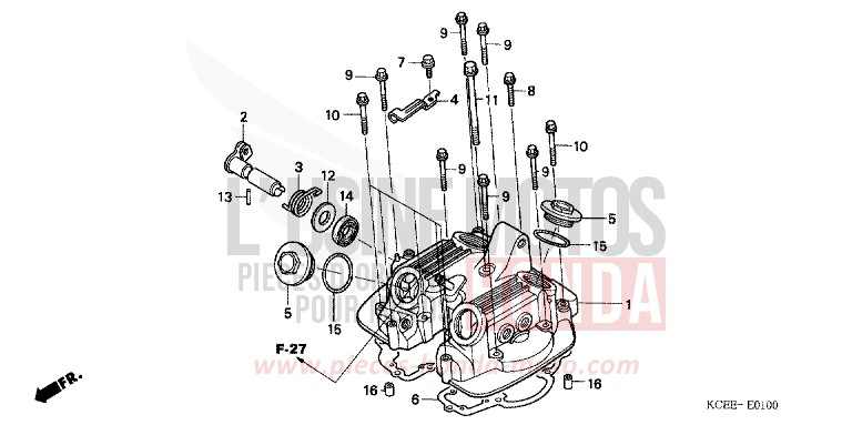 ZYLINDERKOPFDECKEL von XR250R FIGHTING RED (R134) von 2004