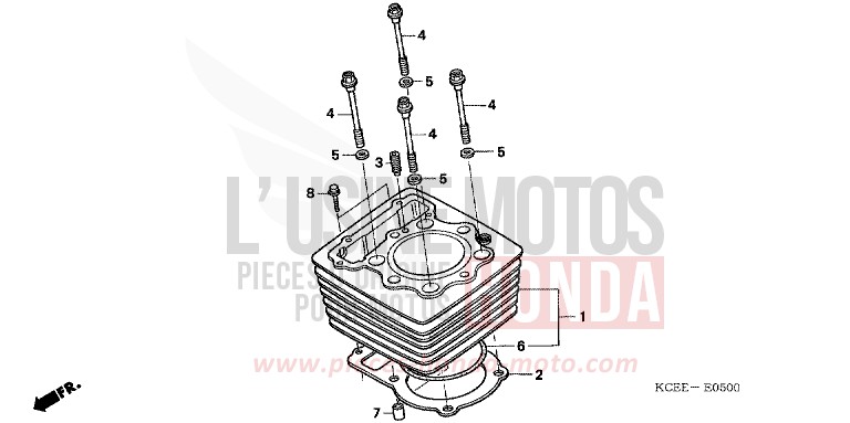 ZYLINDER von XR250R FIGHTING RED (R134) von 2004