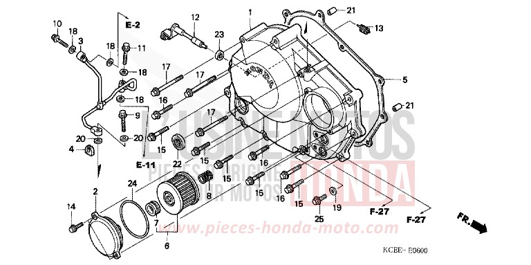 KURBELGEHAEUSEABDECKUNG von XR250R FIGHTING RED (R134) von 2004
