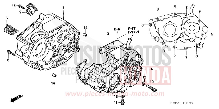 KURBELGEHAEUSE von XR250R FIGHTING RED (R134) von 2004