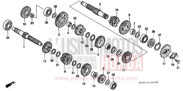 GETRIEBE von XR250R FIGHTING RED (R134) von 2004