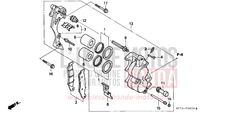 VORDERRAD-BREMSSATTEL von XR250R FIGHTING RED (R134) von 2004