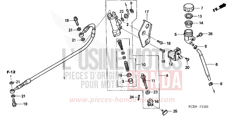 HAUPTBREMSE, HINTEN ZYLINDER von XR250R FIGHTING RED (R134) von 2004