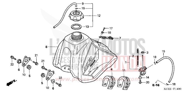 KRAFTSTOFFTANK von XR250R FIGHTING RED (R134) von 2004