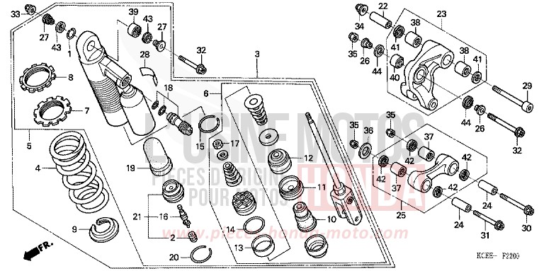 KISSEN, HINTEN von XR250R FIGHTING RED (R134) von 2004