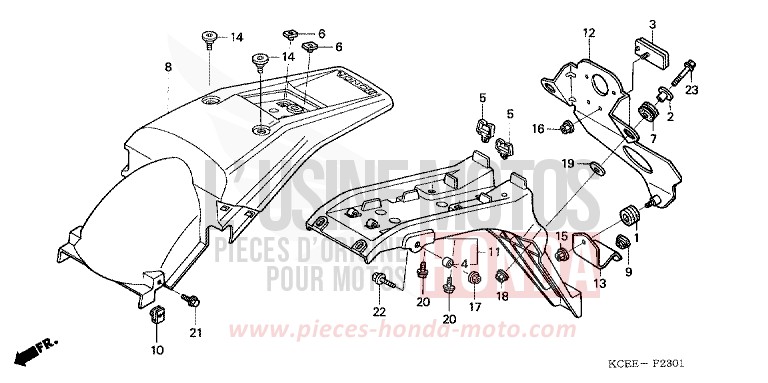 KOTFLUEGEL, HINTEN (ED) von XR250R FIGHTING RED (R134) von 2004