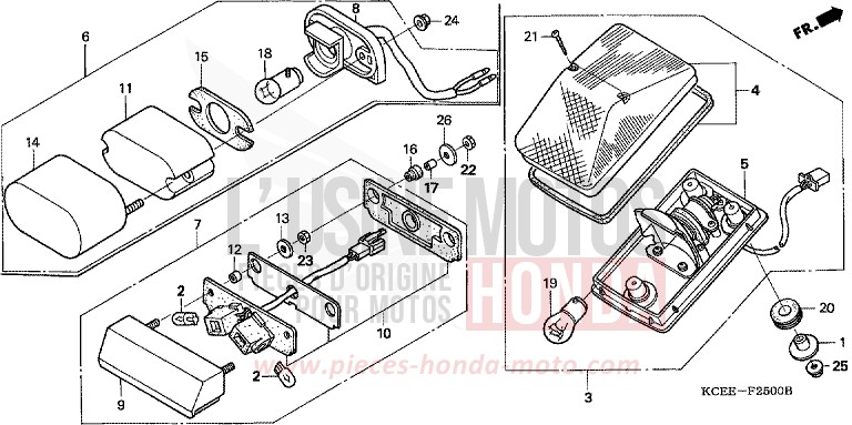 HECKLEUCHTE von XR250R FIGHTING RED (R134) von 2004