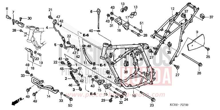 RAHMENKOERPER von XR250R FIGHTING RED (R134) von 2004
