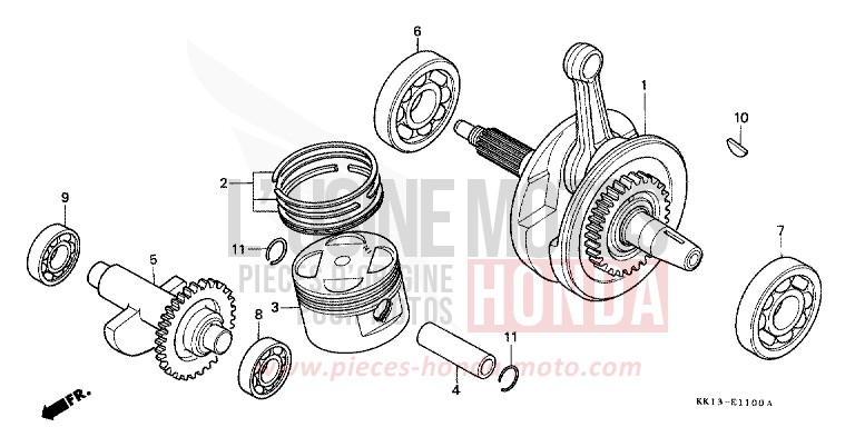 KURBELWELLE/KOLBEN von XR250R FLASH RED (R119) von 1984